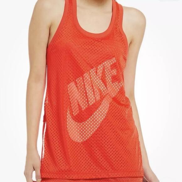 NIKE Light Crimson Red Mesh Overlay Active Gym Running Workout Tank Top Size‎ XS - Picture 1 of 13